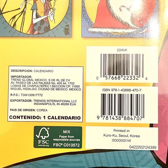 2022 Disney Nightmare Before Christmas Wall Calendar New Sealed Tim Burton 12x12 - Picture 4 of 5